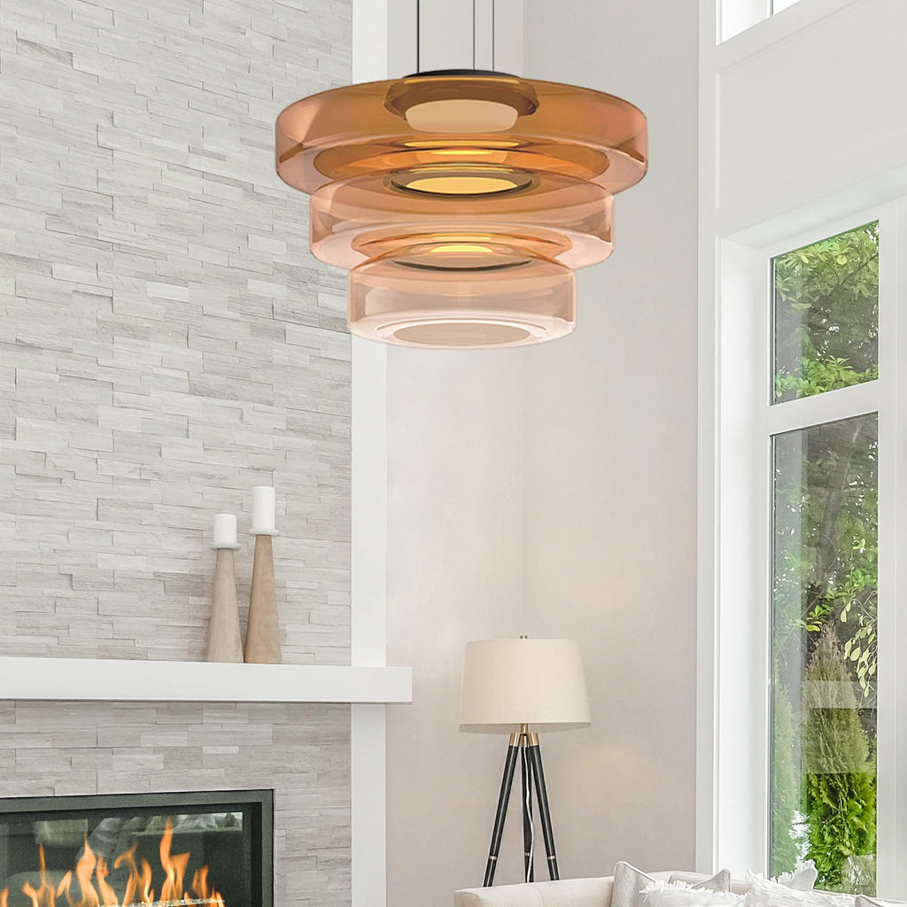 Suspension de plafond en verre Asteron inspirée de la lune et du Bauhaus - Desfino