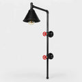 Industrielle Rohr-Wandleuchte – rote Ventilakzente, freiliegender Arm