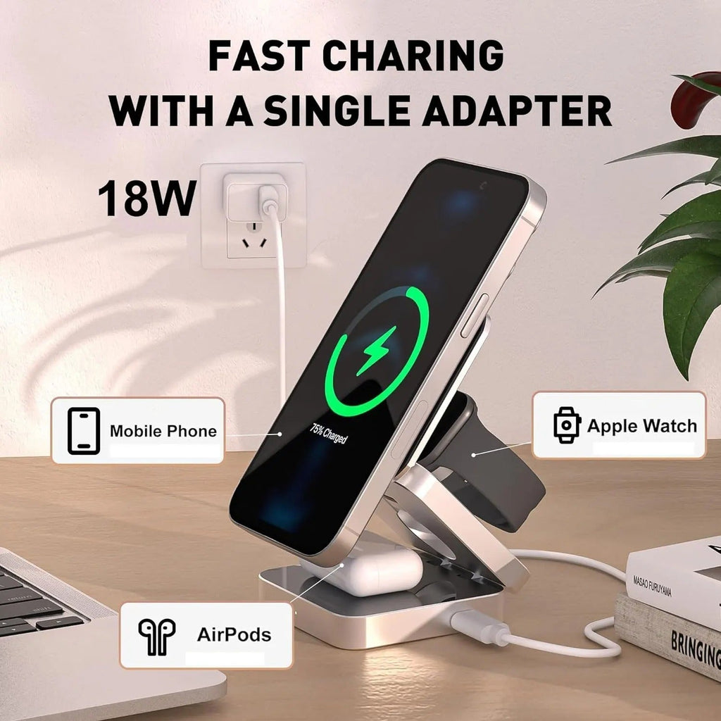 NovaCharge 3-in-1 Magnetic Charger — iPhone, AirPods & Watch | Desfino