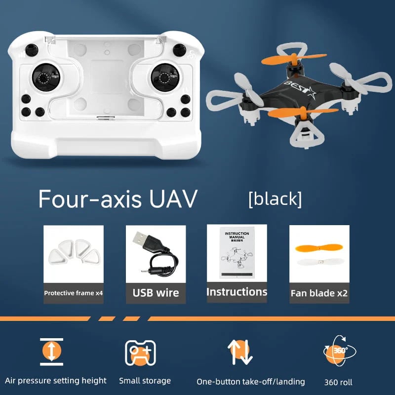Mini drone acrobatico RC - Mantenimento automatico della quota, capriole a 360°, decollo con un tocco - Desfino