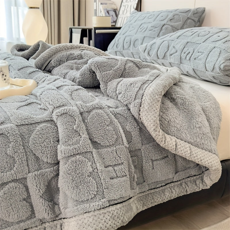 Κουβέρτα fleece SnugLoom — Σχέδιο με καρδιές και γράμματα διπλής όψης - Desfino