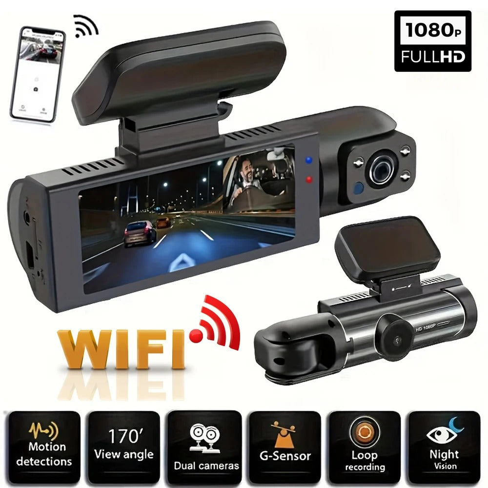 NovaSight DuoCam kamera samochodowa 1080P — podwójny widok z przodu i wewnątrz - Desfino