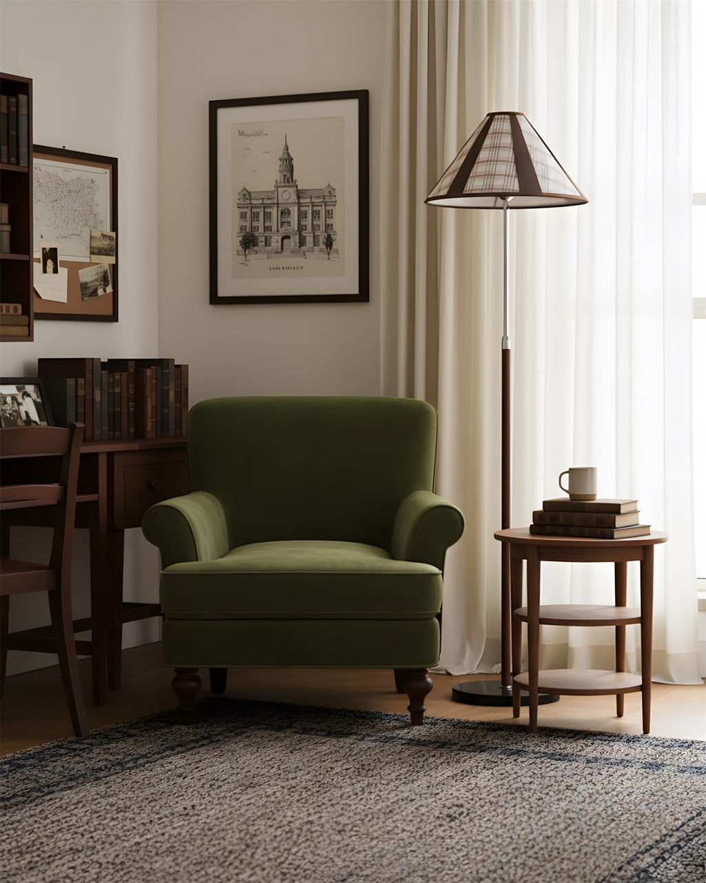 Hearthline Floor Lamp — Slim Silhouette, Plaid-Inspired Design