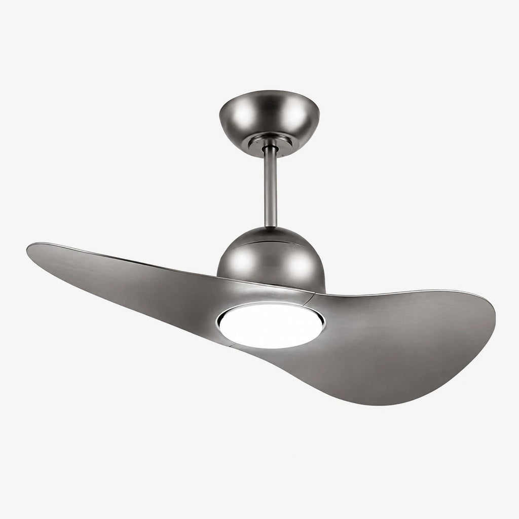 Deckenventilator mit hutähnlicher Leuchte und zwei Flügeln, integrierter LED-Diffusor