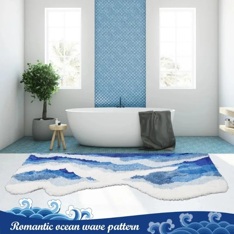 Marisyl getuft oceaangolventapijt — antislip decoratief vloerkleed - Desfino