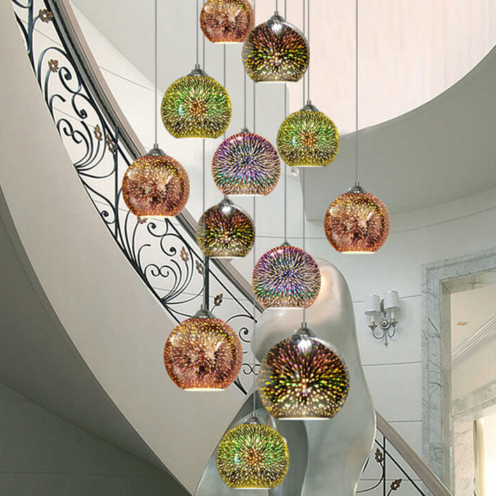 Candeeiro suspenso com cúpula de vidro 3D Prismora — Candeeiro de decoração moderno e colorido - Desfino