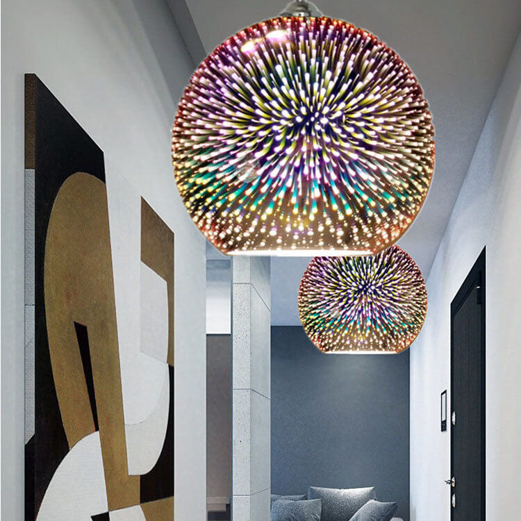 Candeeiro suspenso com cúpula de vidro 3D Prismora — Candeeiro de decoração moderno e colorido - Desfino