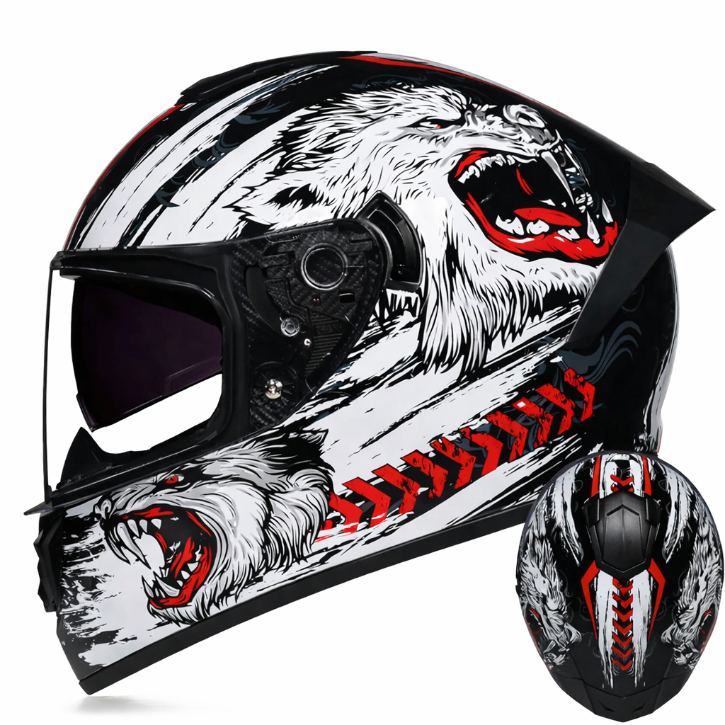 Casque de moto intégral LVS-701 — chaleur hivernale, double visière - Desfino