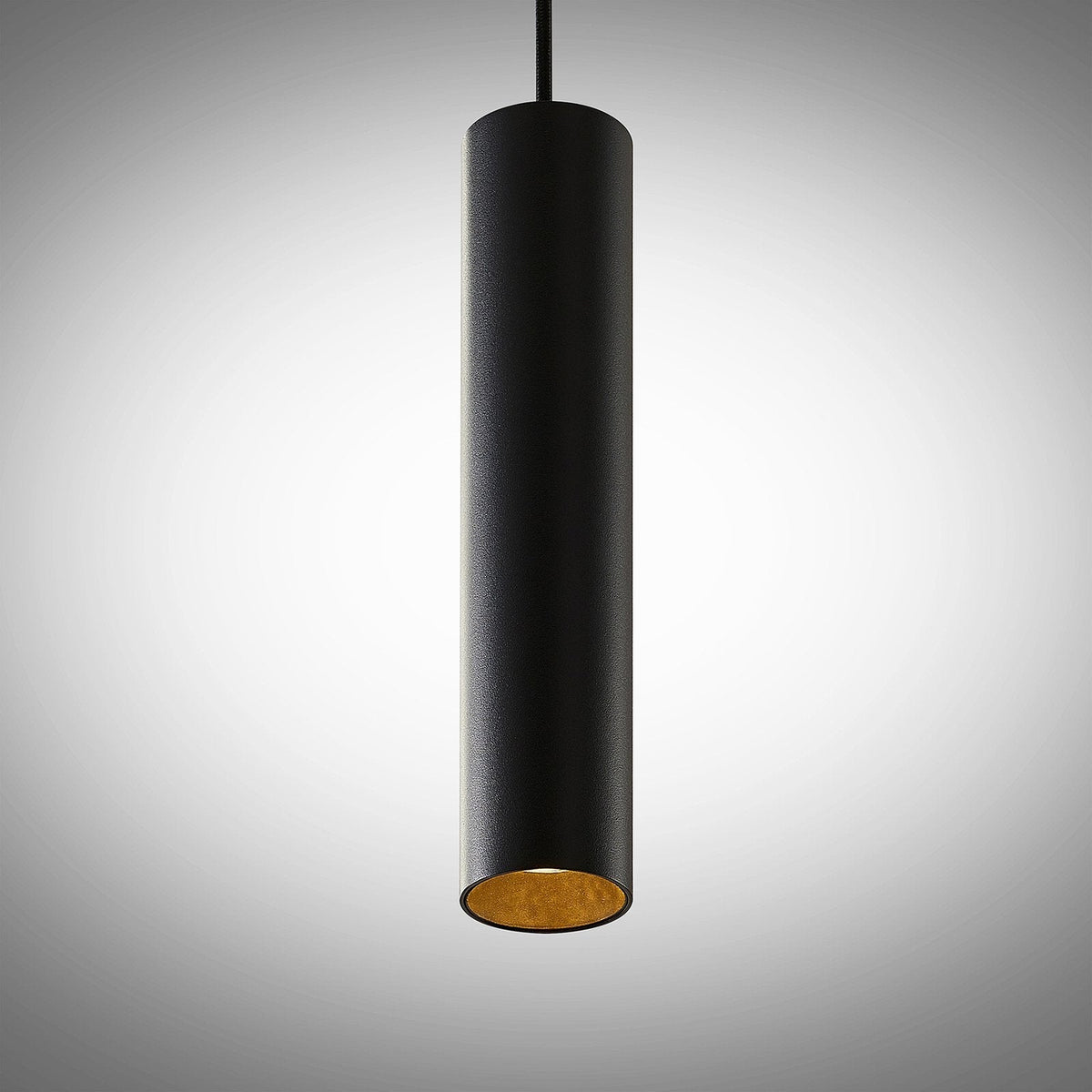 Nowoczesna czarna wisząca lampa rurowa z aluminium do kuchni - Desfino