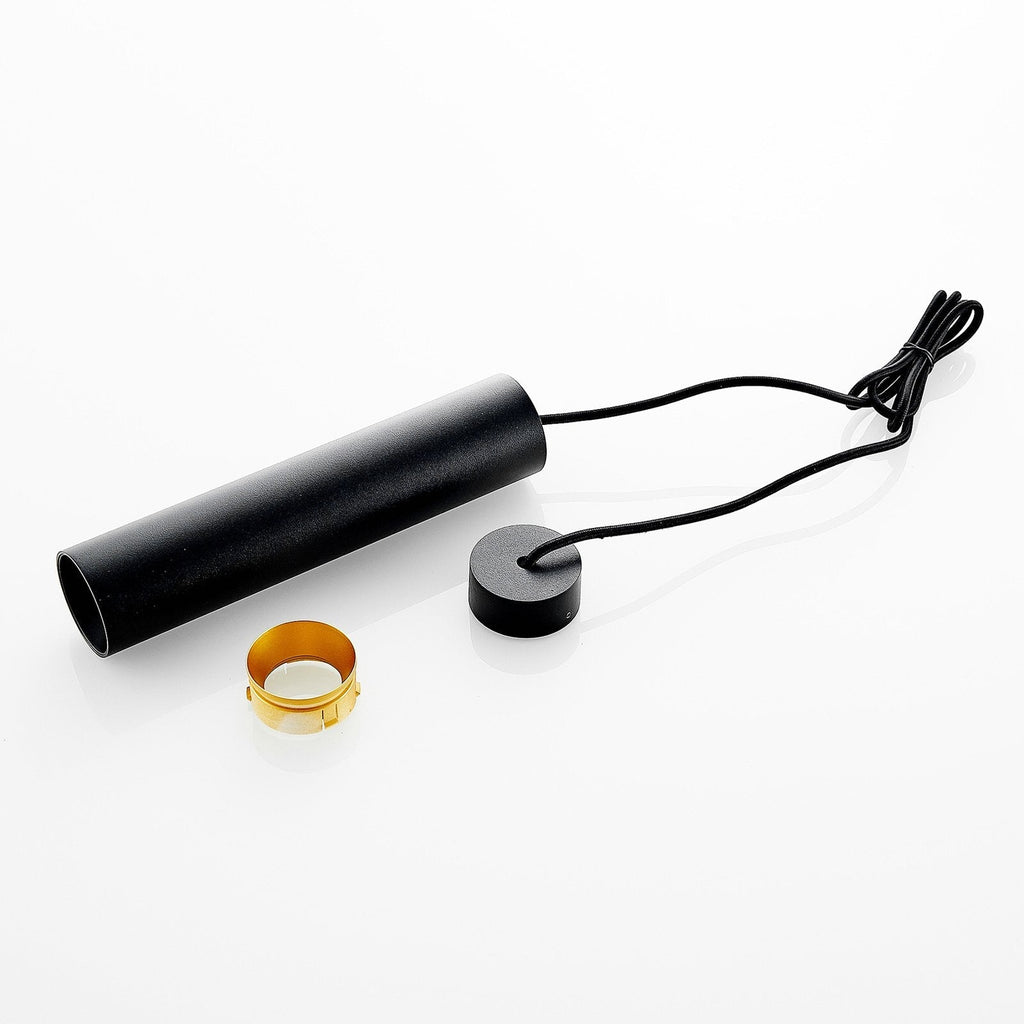 Nowoczesna czarna wisząca lampa rurowa z aluminium do kuchni - Desfino