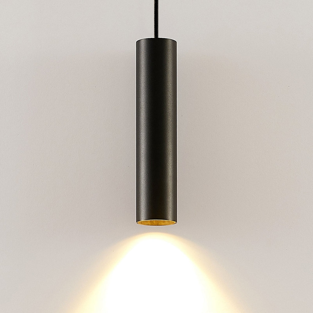 Nowoczesna czarna wisząca lampa rurowa z aluminium do kuchni - Desfino