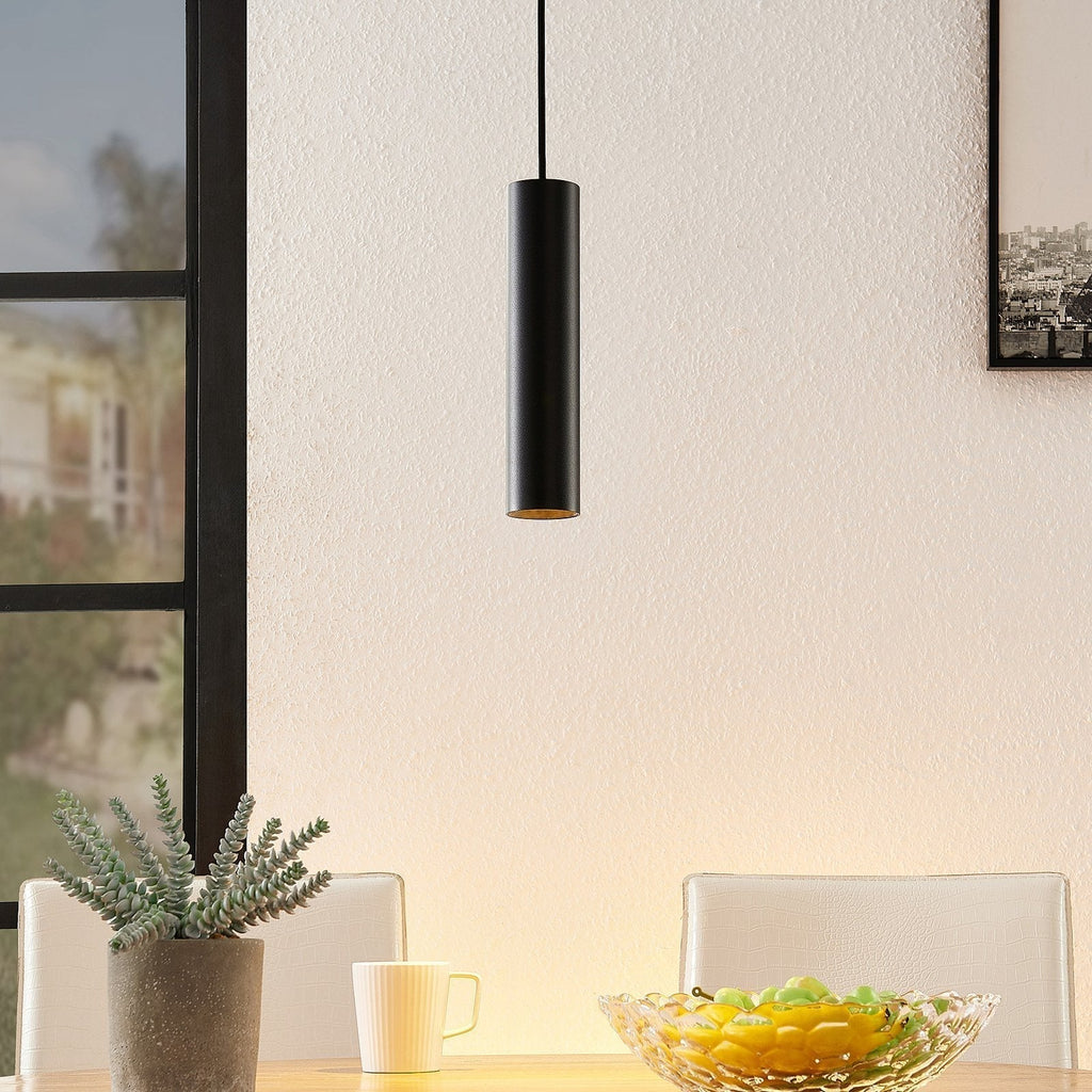 Nowoczesna czarna wisząca lampa rurowa z aluminium do kuchni - Desfino