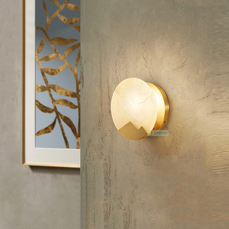 Applique LED in marmo Luma — design nordico minimalista, paralume rotondo | Desfino