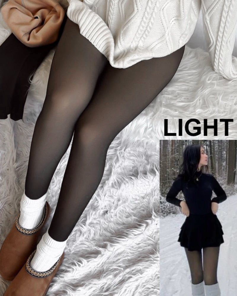 Translucent Fleece Lined Tights — Contoured Waist Support