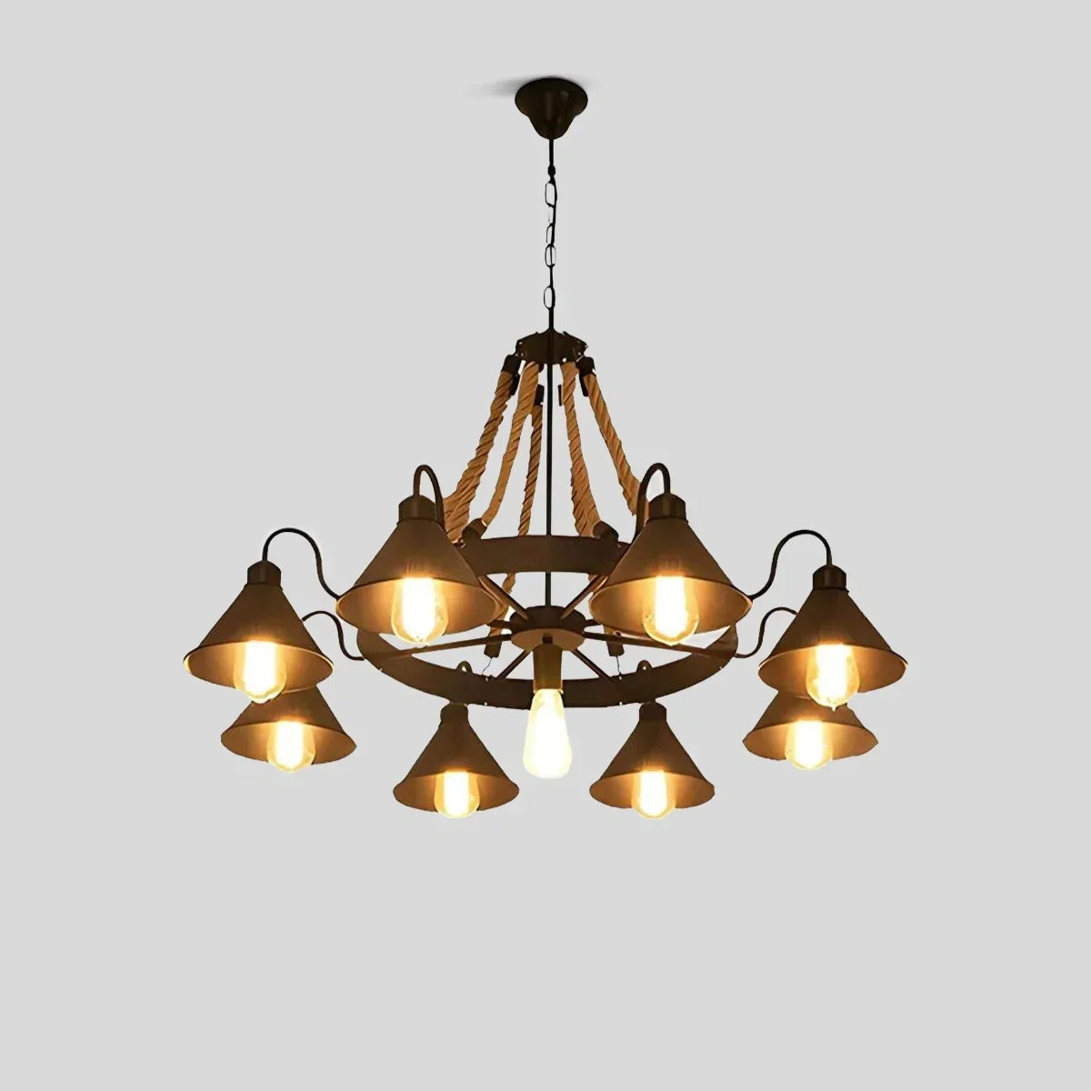 Vintage Industrial Rope Chandelier for Dining Area | Desfino