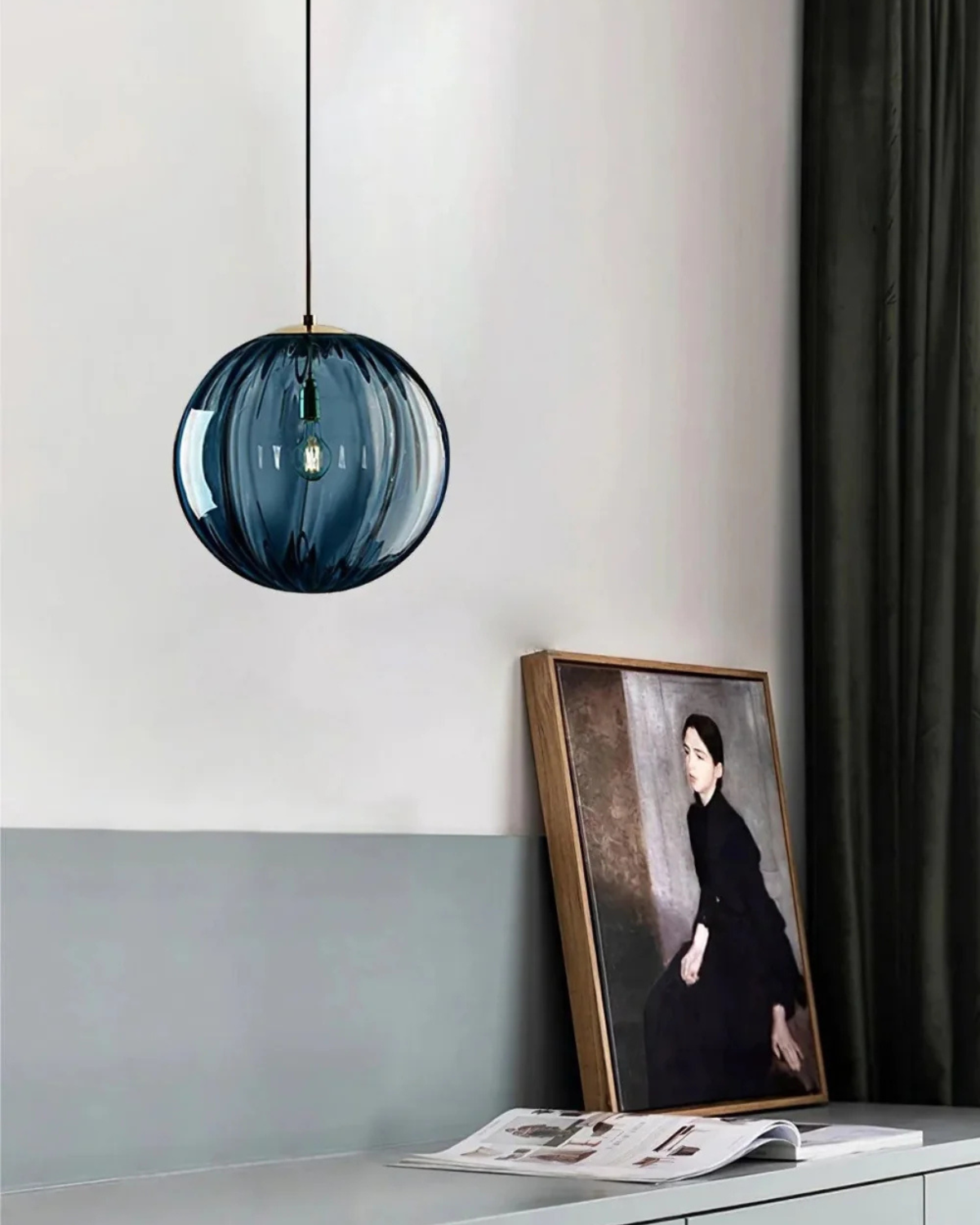 VeraLux pendellampe i ravfarvet glas — Vintage 3000K varm hvid glød - Desfino