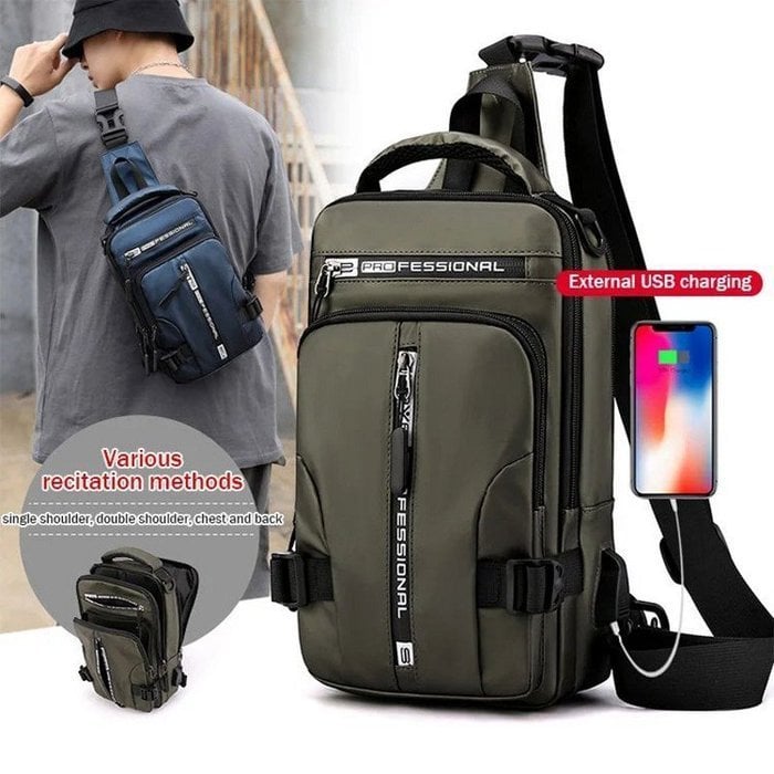 Vodotěsná crossbody taška AeroCarry — prostorné přihrádky - Desfino