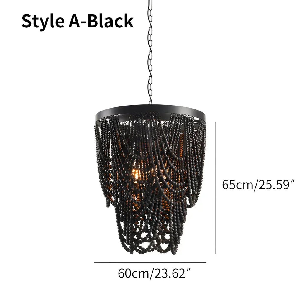 Retro Wooden Bead Chandelier for Dining Room | Desfino