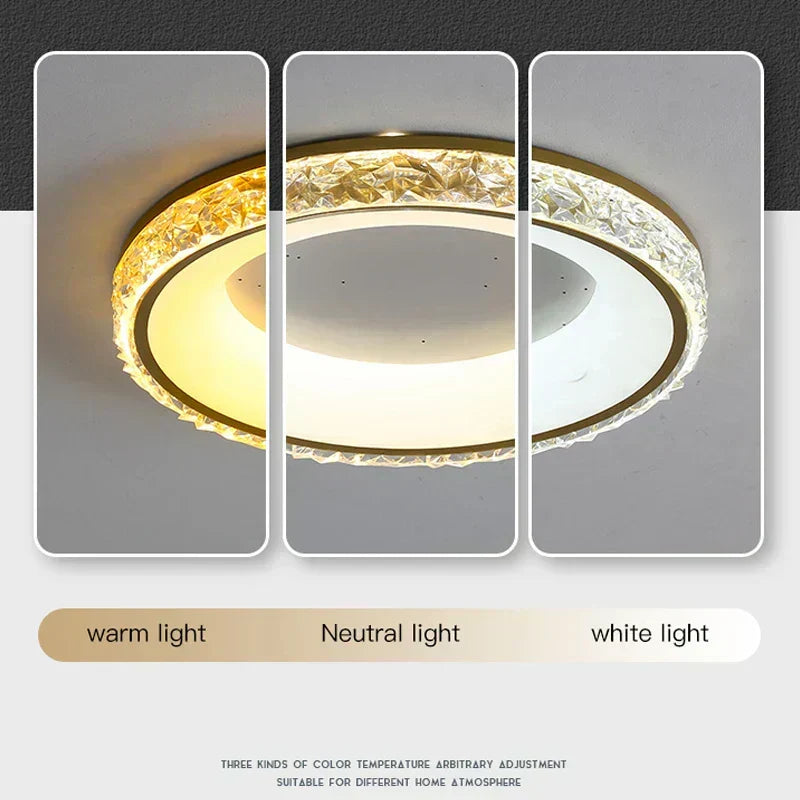 Marlow Chandelier - Finitura dorata, dettagli circolari in cristallo, 19.6 × 3.1 in - Desfino