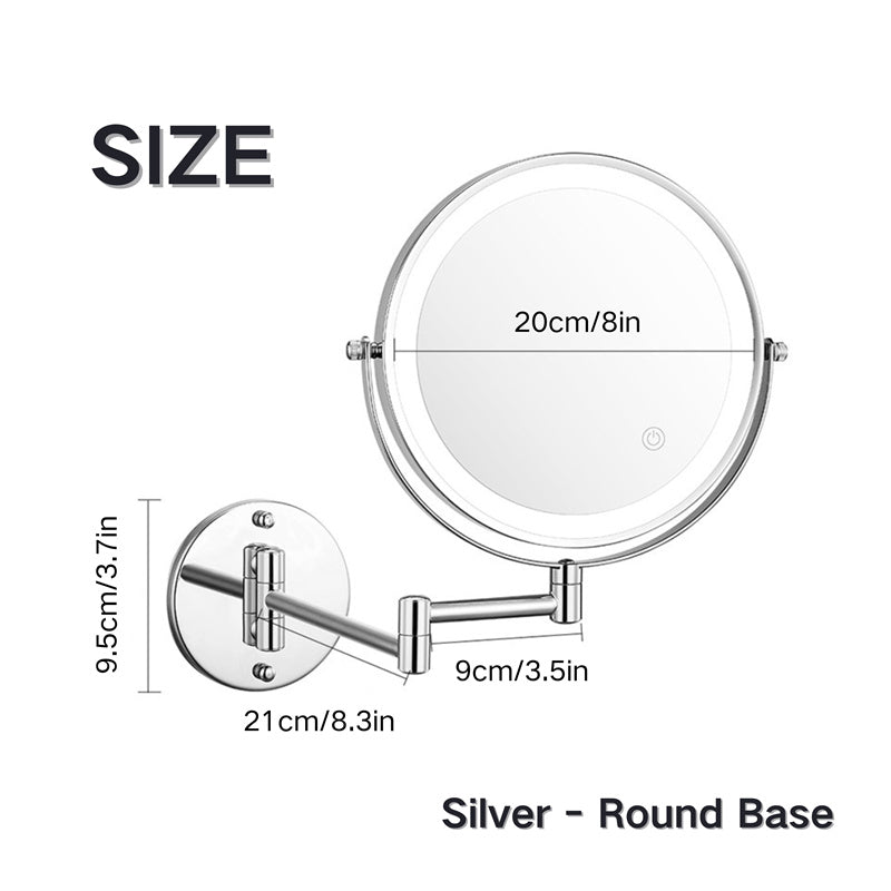 Espejo de afeitado LED recargable Luxa — 1X/10X, para montaje en la pared - Desfino