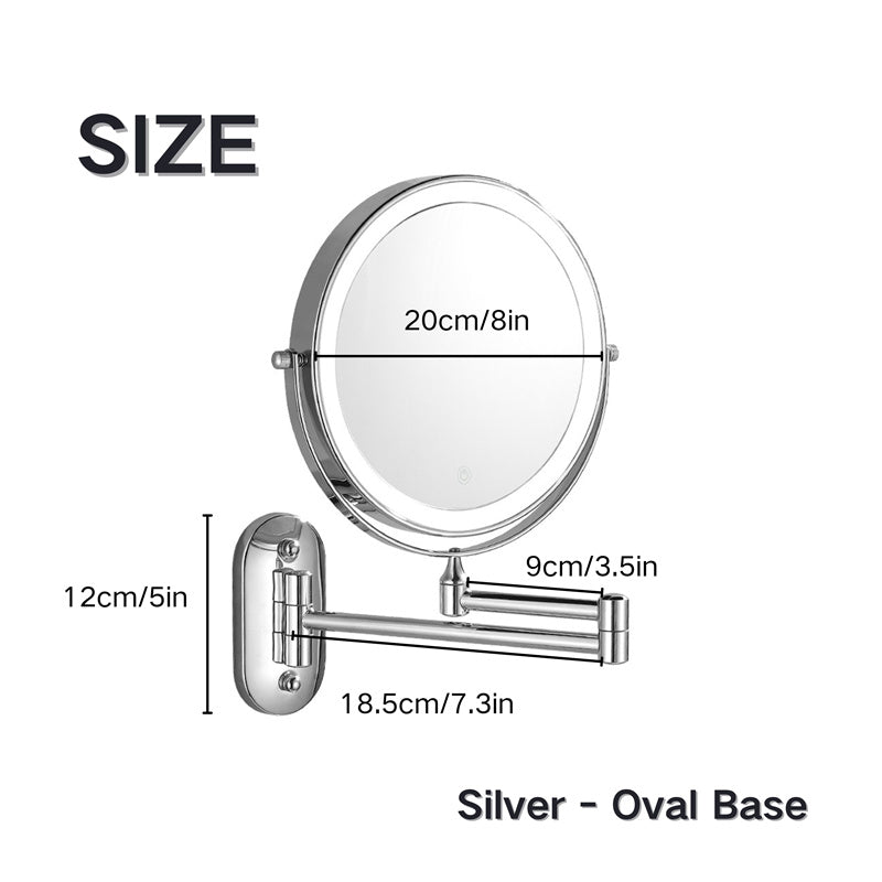 Espejo de afeitado LED recargable Luxa — 1X/10X, para montaje en la pared - Desfino