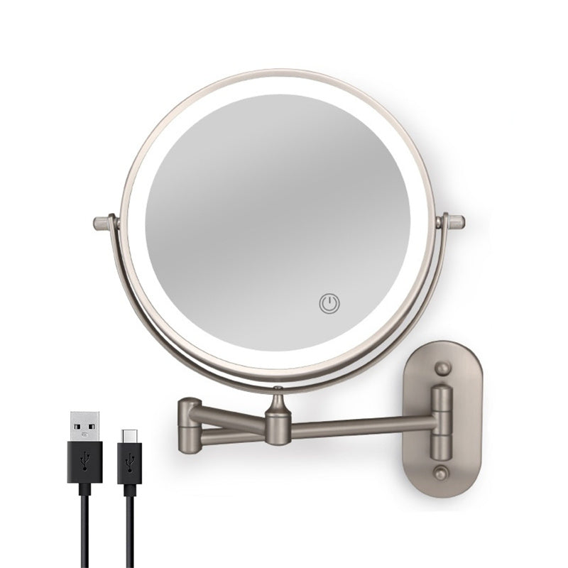 Espejo de afeitado LED recargable Luxa — 1X/10X, para montaje en la pared - Desfino