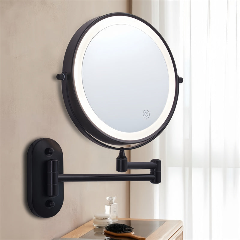 Espejo de afeitado LED recargable Luxa — 1X/10X, para montaje en la pared - Desfino