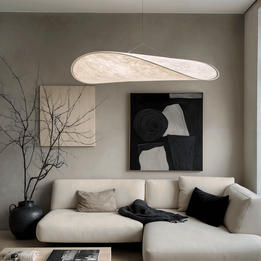 Lyra Silk Leaf -LED-riippuvalaisin — pohjoismainen hehkuva kattokruunu - Desfino