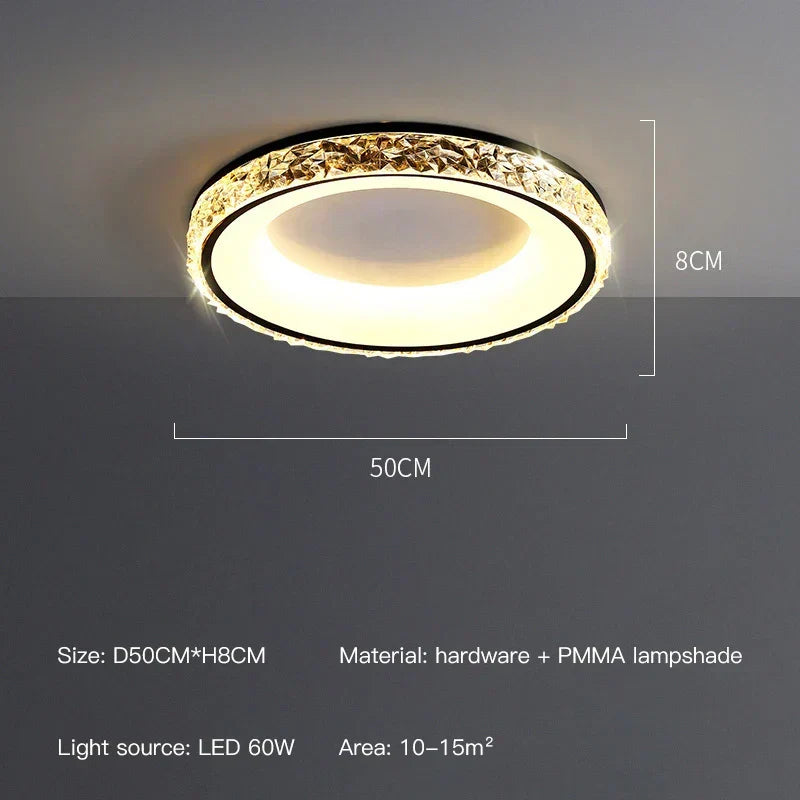 Marlow Chandelier - Finitura dorata, dettagli circolari in cristallo, 19.6 × 3.1 in - Desfino
