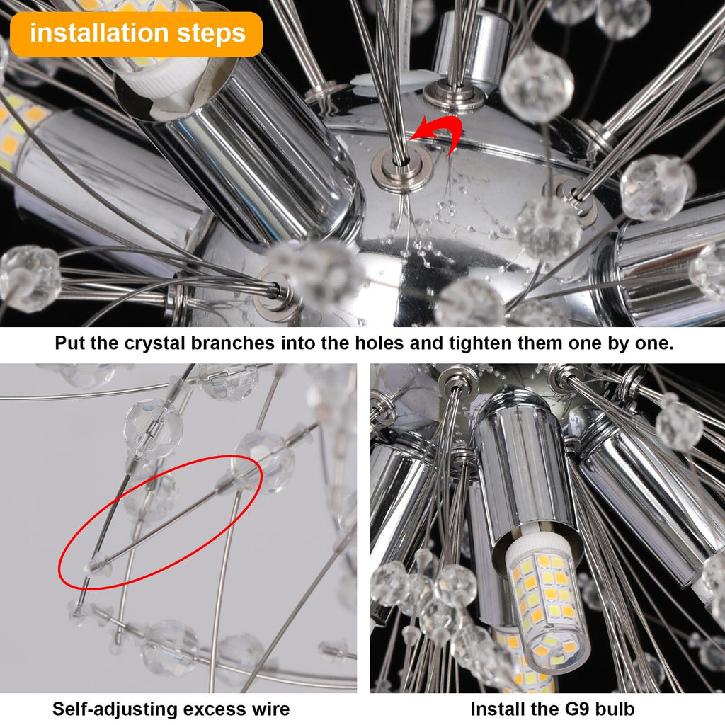 Asterra Crystal Dandelion Pendant Ceiling Light — Adjustable LED Strip - Desfino