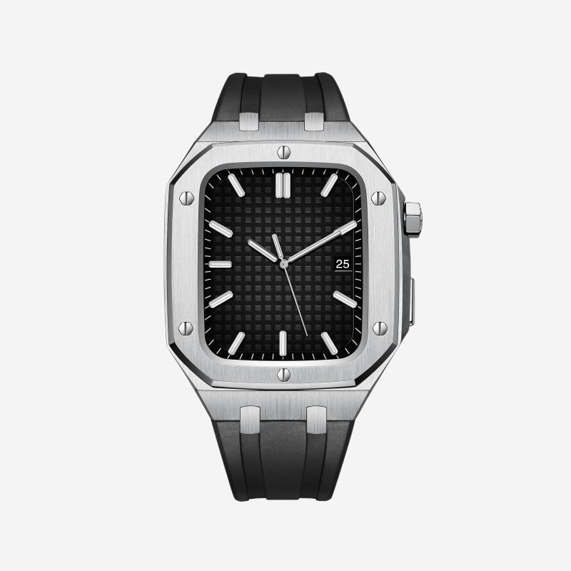 Velori ettermonteringssett til Apple Watch — silikonarmbånd, rustfritt ståldeksel - Desfino