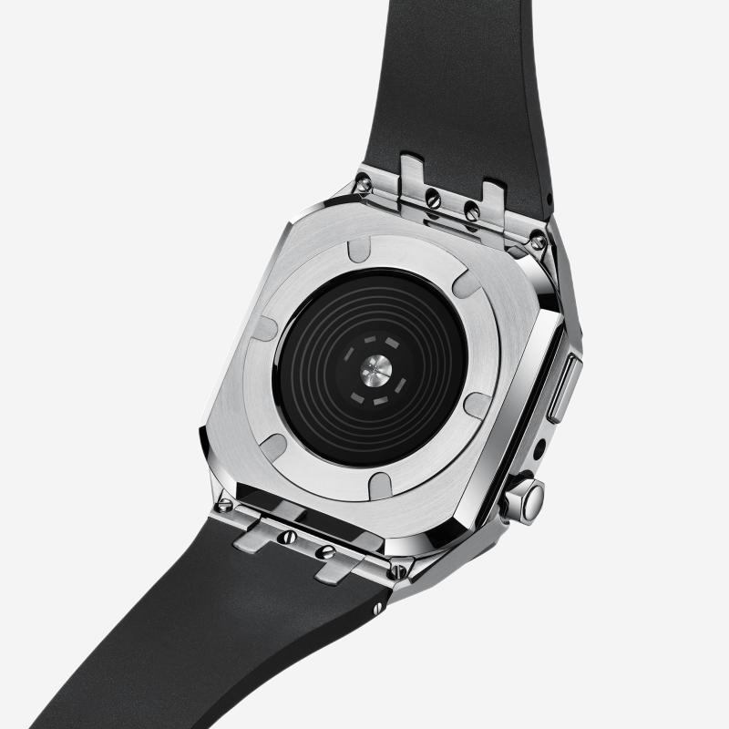 Velori ettermonteringssett til Apple Watch — silikonarmbånd, rustfritt ståldeksel - Desfino