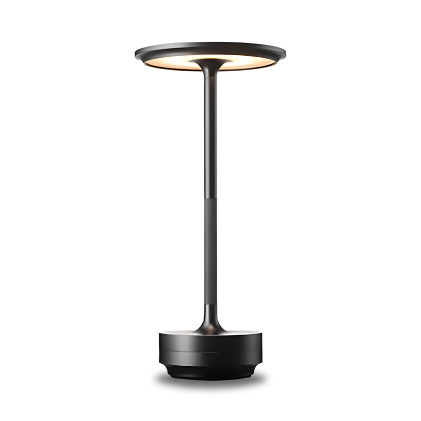Lámpara de mesa LED recargable e inalámbrica — Regulador táctil, metal moderno - Desfino