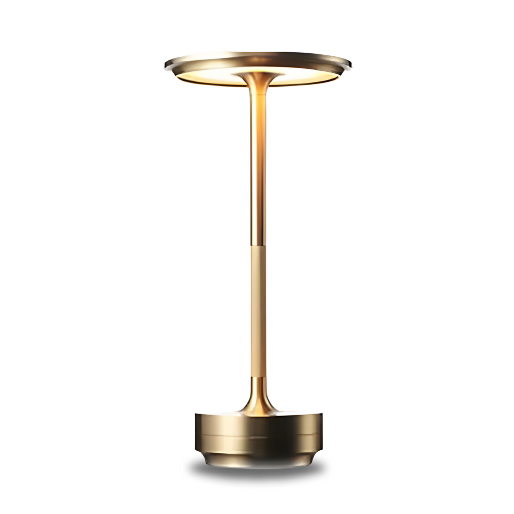 Lámpara de mesa LED recargable e inalámbrica — Regulador táctil, metal moderno - Desfino