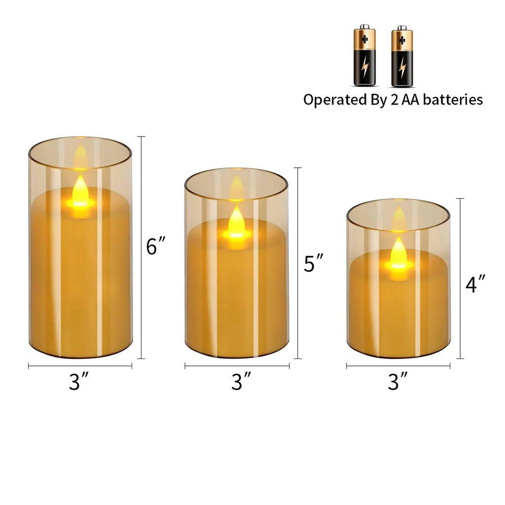 Säulenkerzen aus Acrylglas, flammenlos, 12er-Pack × 6 | Desfino