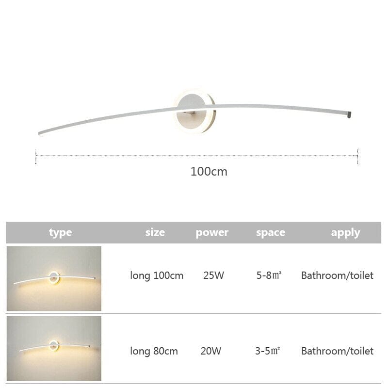 MirroLux LED-vegglampe til bad - slank, myk nedoverrettet belysning - Desfino