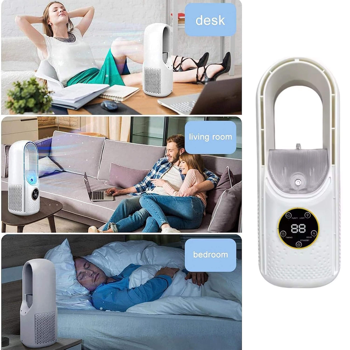 Hiljainen siivetön kannettava ilmastointilaite — ergonominen muotoilu | Desfino