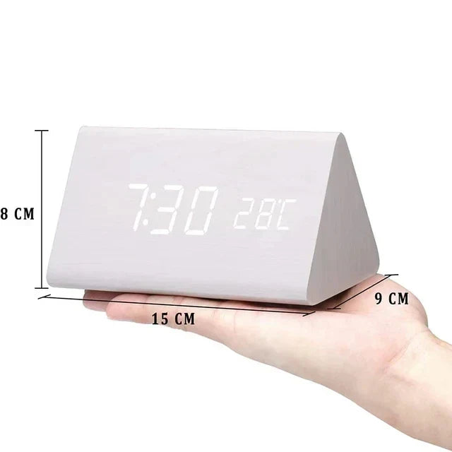 Arvoa Wooden Alarm Clock — Digital LED Display, Built-In Thermometer - Desfino