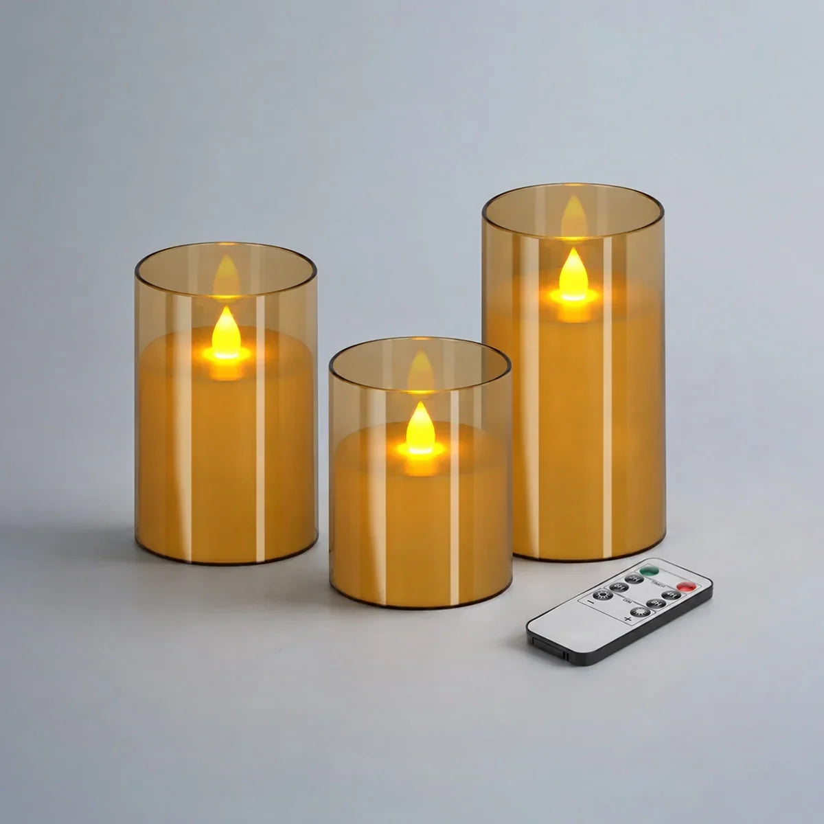 Säulenkerzen aus Acrylglas, flammenlos, 12er-Pack × 6 | Desfino