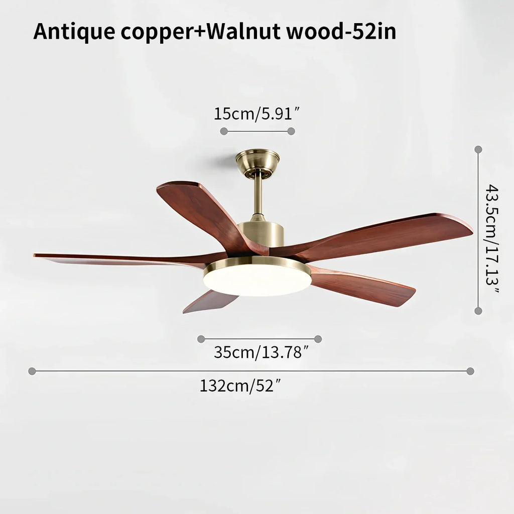 Deckenventilator mit Holz und Licht für das Wohnzimmer | Desfino