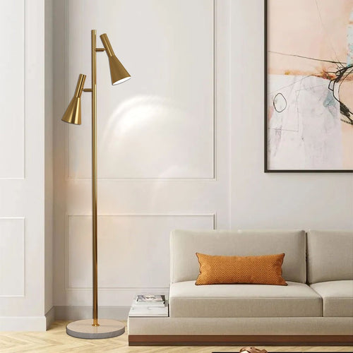 Verstellbare Stehlampe mit 2 Glühbirnen und Stange | Desfino
