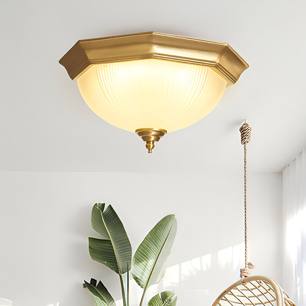 European Style Copper Glass Ceiling Lamp-D | Desfino