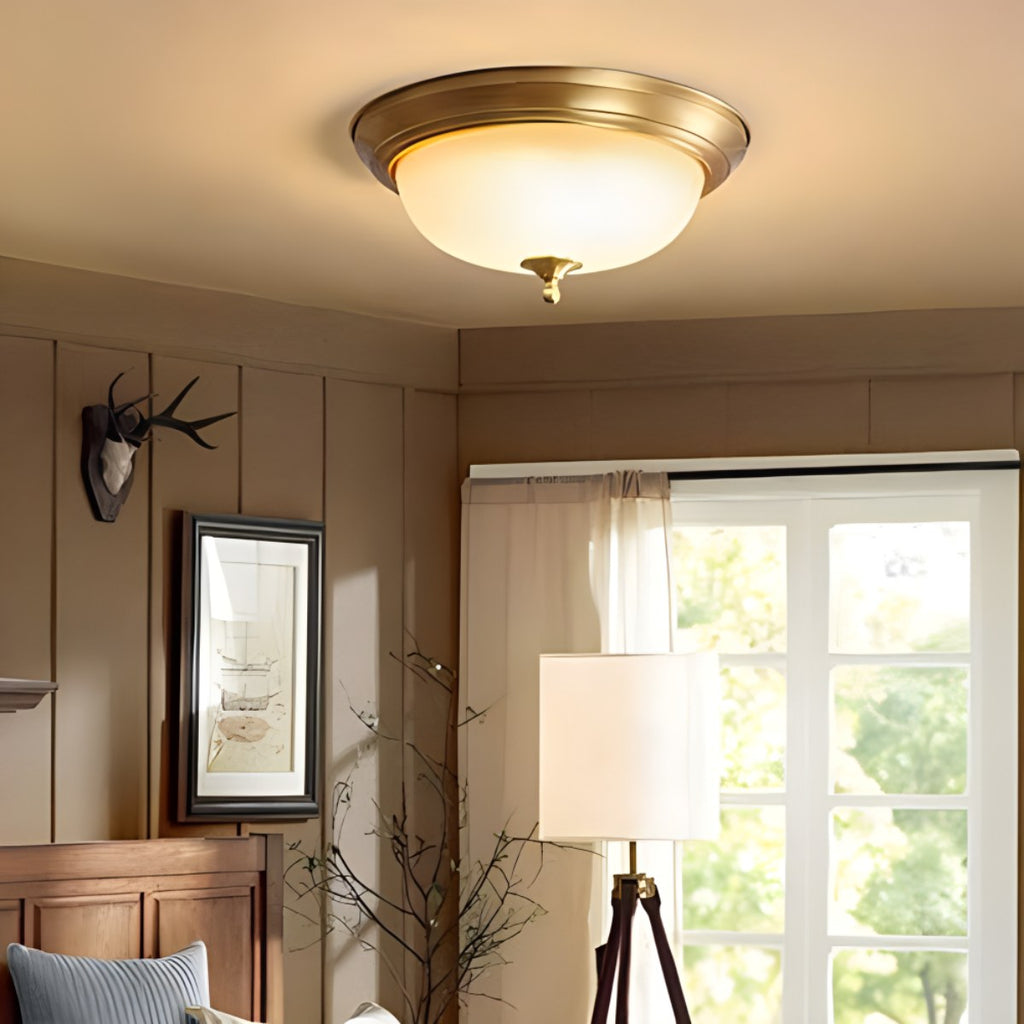 European Style Copper Glass Ceiling Lamp-D | Desfino