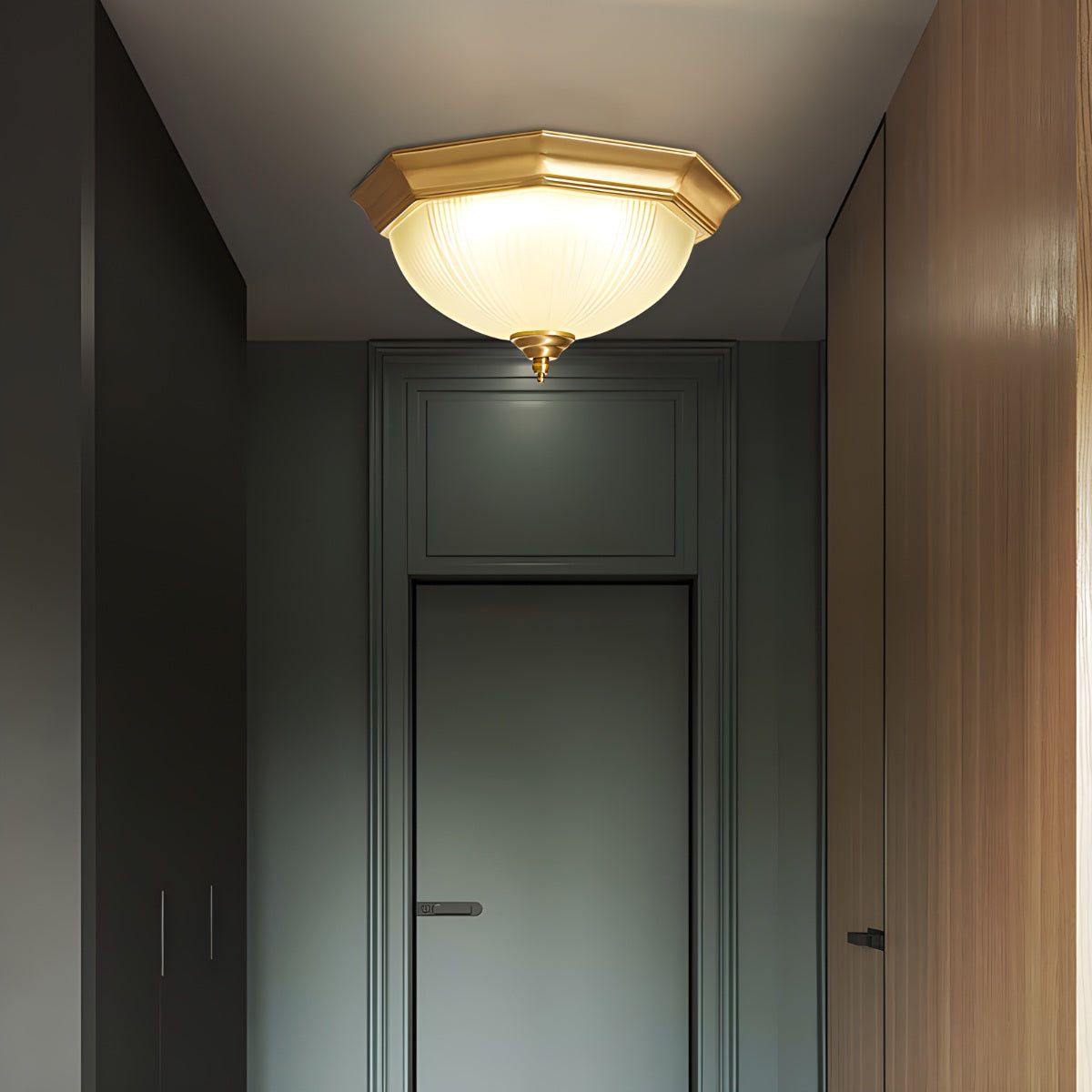 European Style Copper Glass Ceiling Lamp-D | Desfino