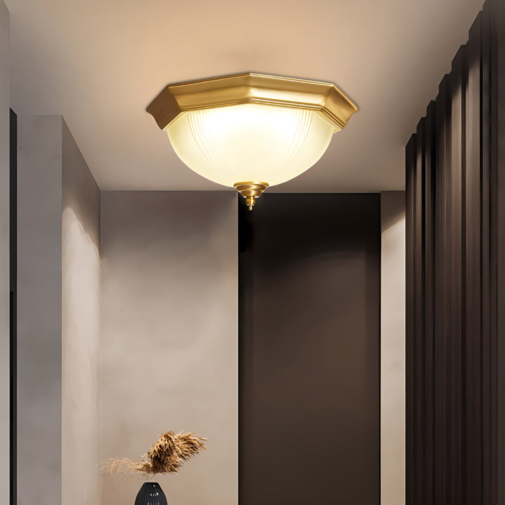 European Style Copper Glass Ceiling Lamp-D | Desfino