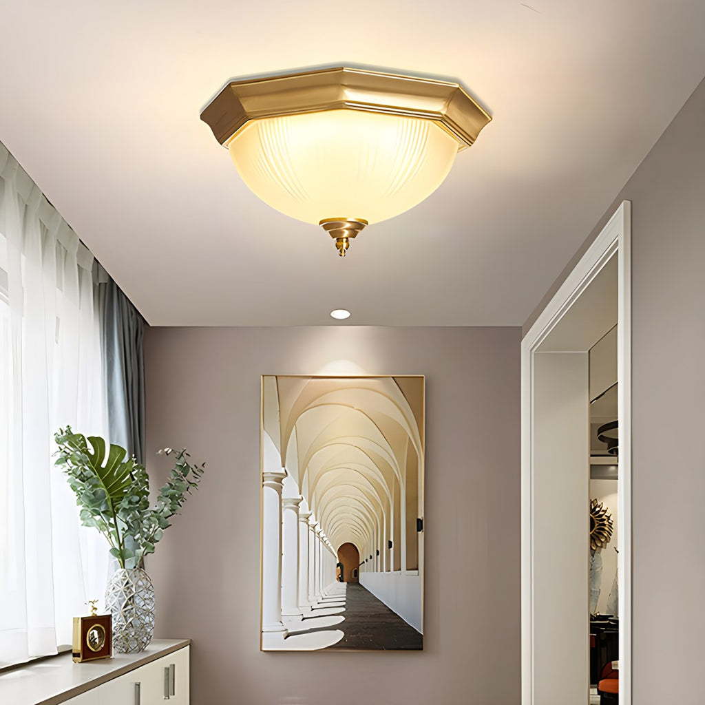 European Style Copper Glass Ceiling Lamp-D | Desfino
