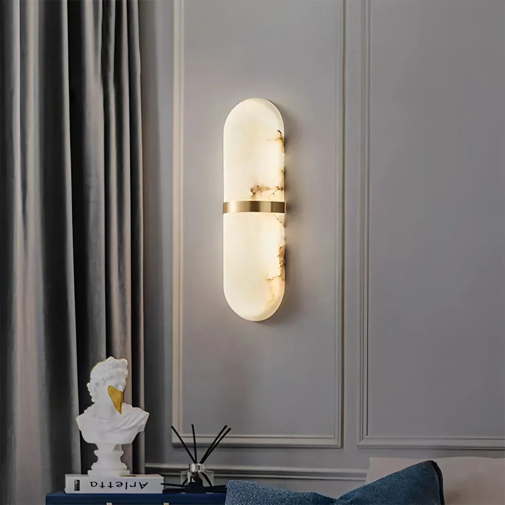 Melange Pill Form Spanish Alabaster Wall Sconce | Desfino