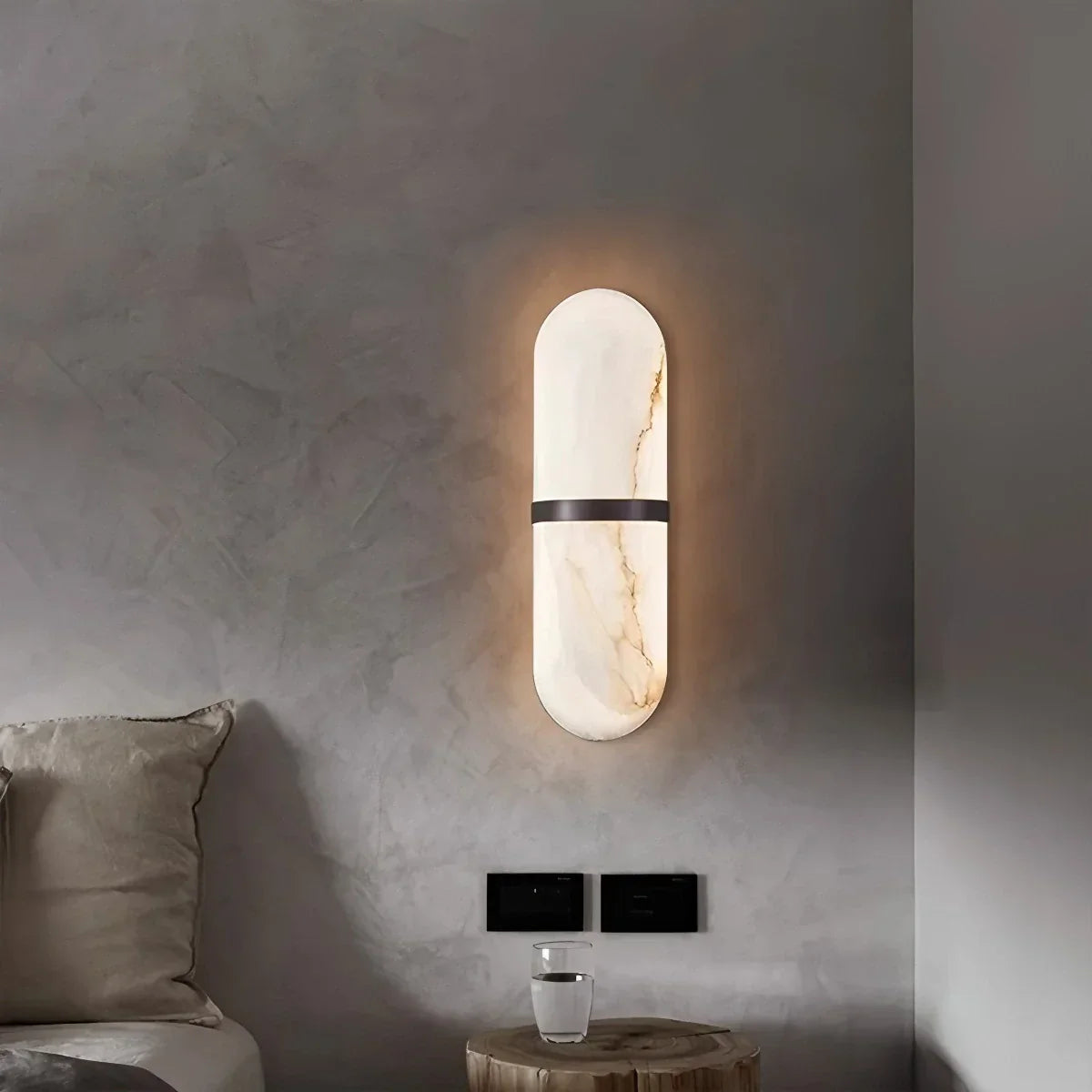 Melange Pill Form Spanish Alabaster Wall Sconce | Desfino