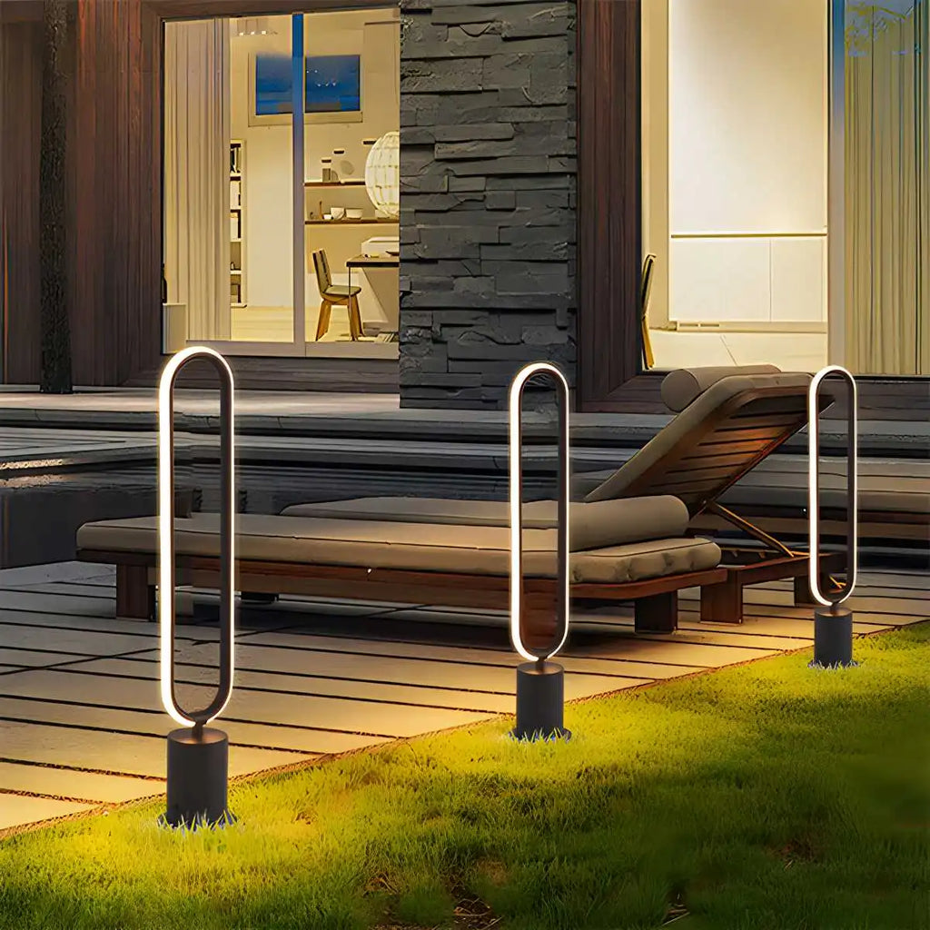 Outdoor Black Oval LED Lawn Light | Desfino