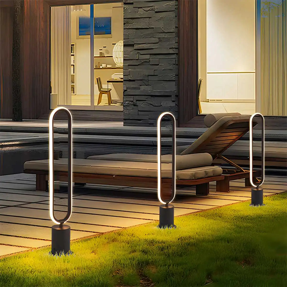 Outdoor Black Oval LED Lawn Light | Desfino